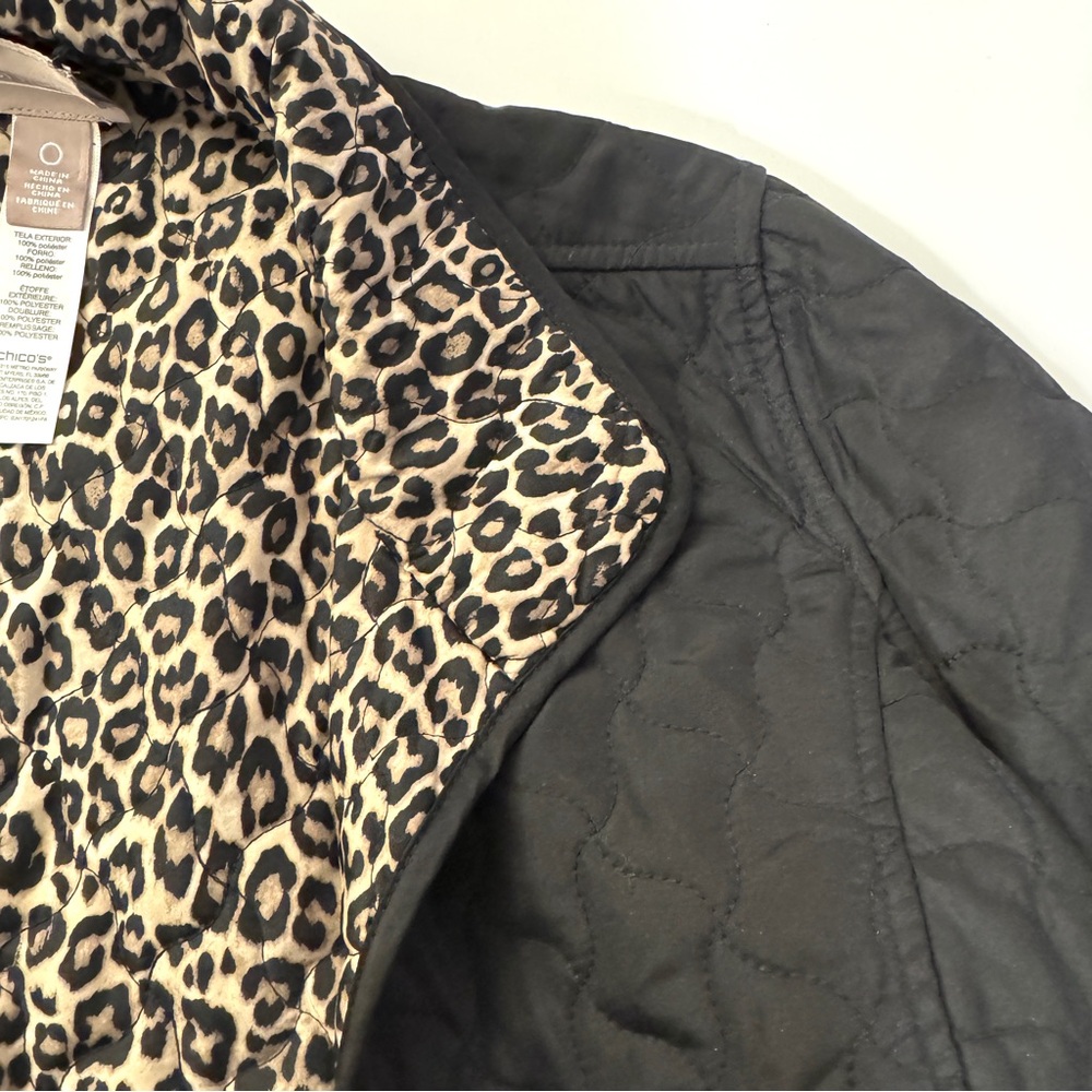 CHICO’S Cheetah Reversible Quilt Jacket Sz 0 - Picture 7 of 16